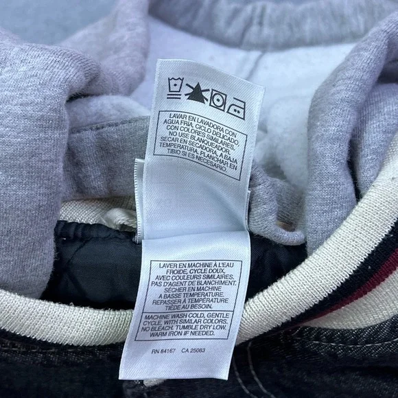 VTG Mickey Mouse True Varsity Jacket XL‎ Black/Tan Disney Bomber 90s Hooded READ - Picture 5 of 16